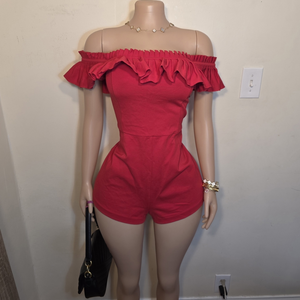 ☆Urban Outfitters Red Off-Shoulder Jumpsuit☆